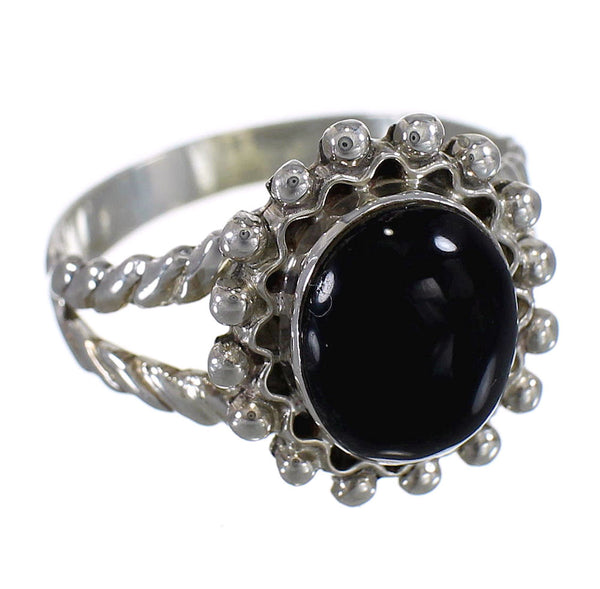 Genuine Sterling Silver Jet Southwestern Jewelry Ring Size 5-1/4 RX88281